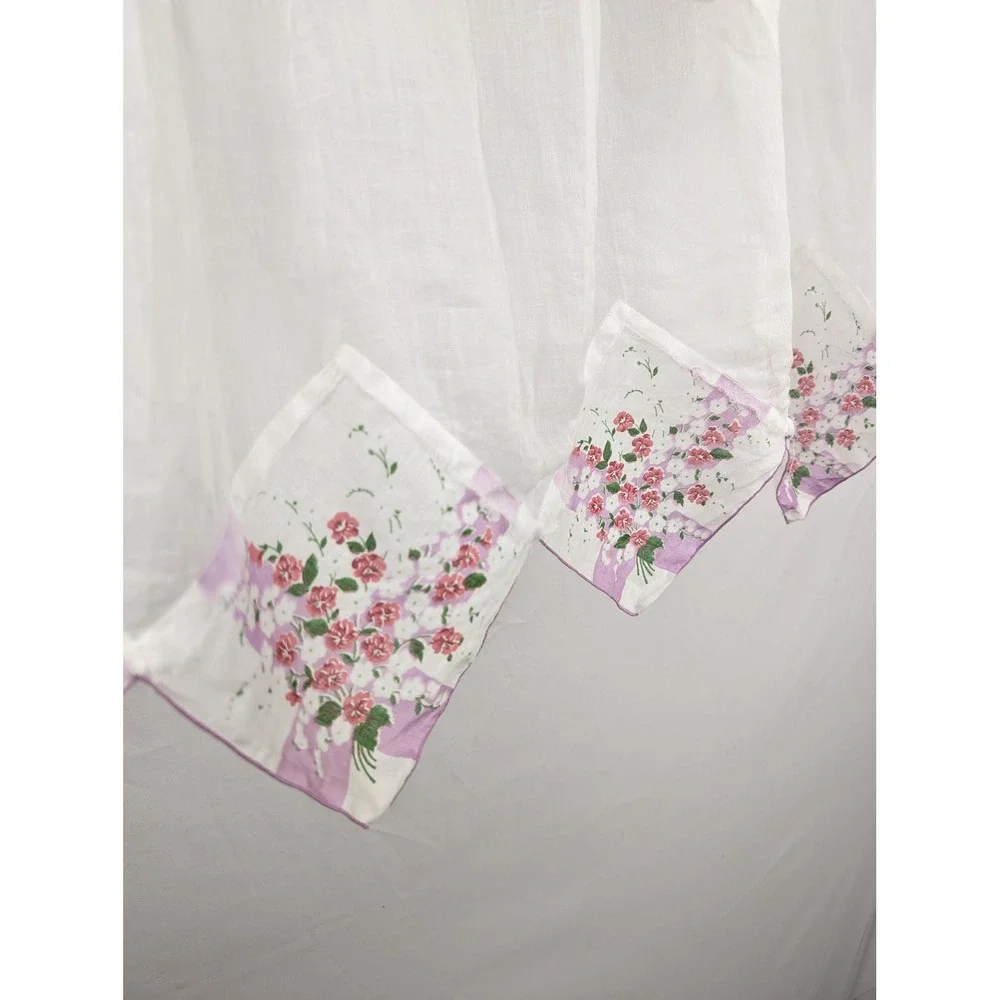 Vtg Handmade Sheer Floral Handkerchief Hem Half Apron Cottagecore Upcycled Fairy
